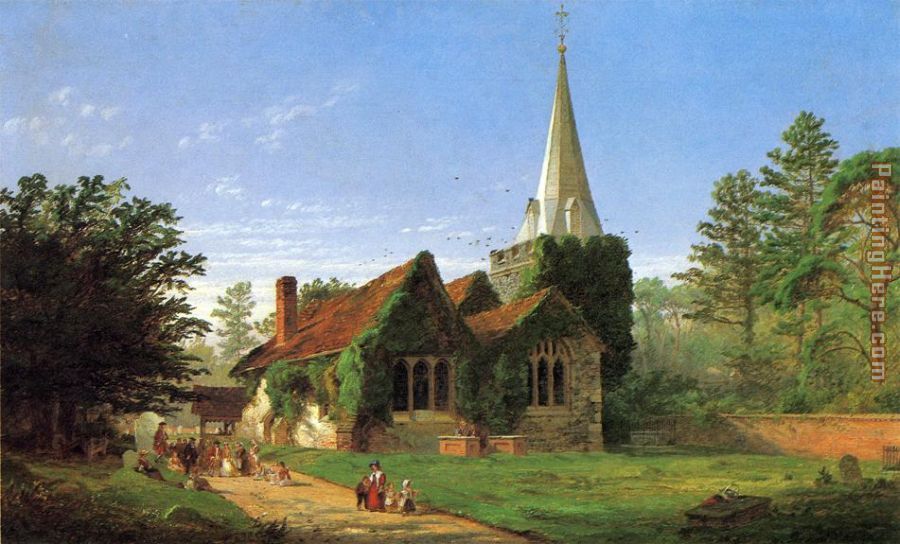 The Church at Stoke Poges painting - Jasper Francis Cropsey The Church at Stoke Poges art painting